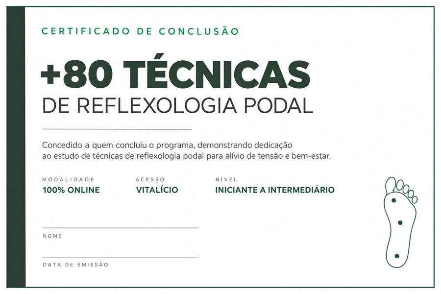 Modelo do certificado digital de conclusão do curso de reflexologia podal