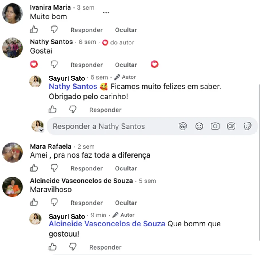 Print de mensagem de uma cliente sobre o material de reflexologia podal