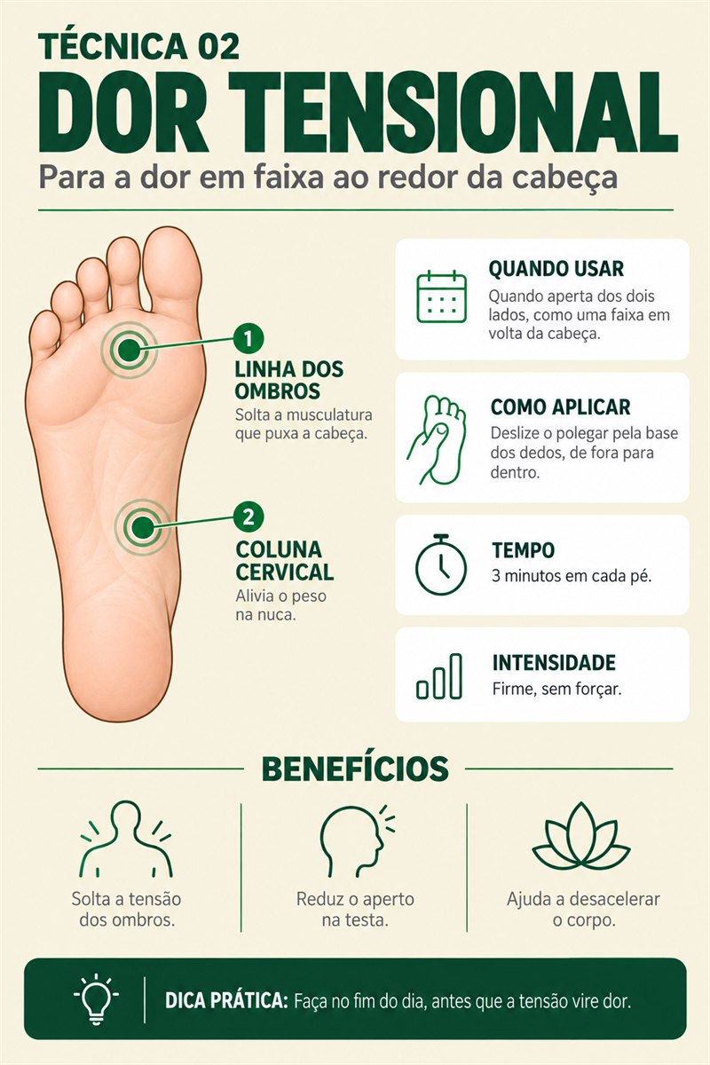 Ficha de reflexologia podal para dor de cabeça tensional