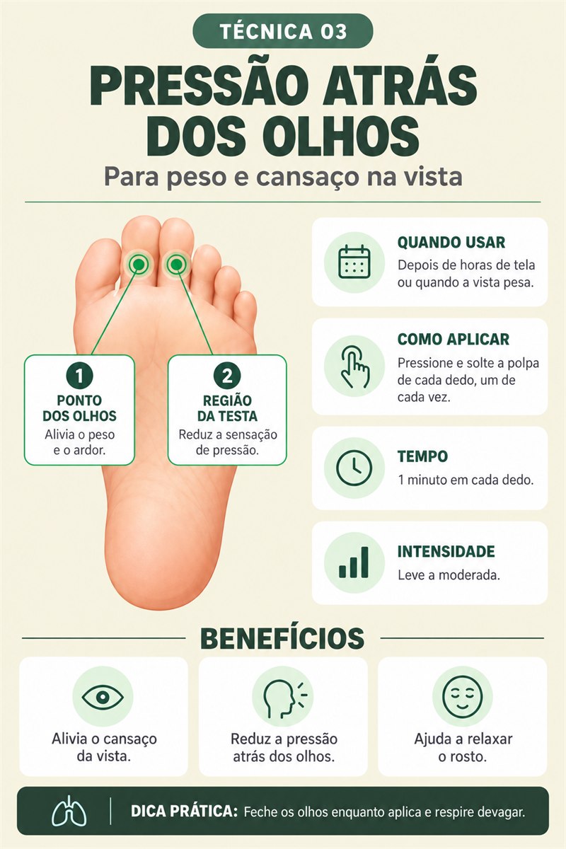 Ficha de reflexologia podal para pressão atrás dos olhos