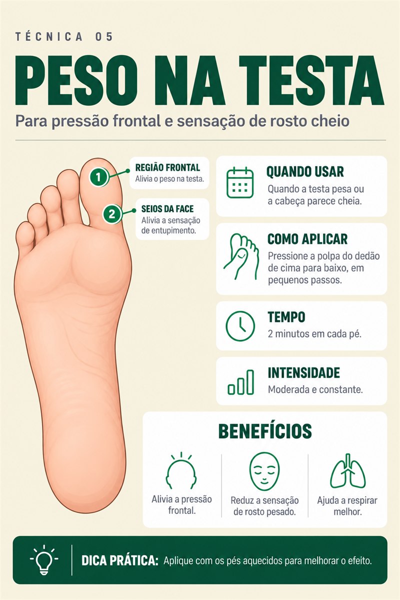 Ficha de reflexologia podal para peso e pressão na testa